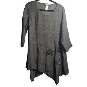 Cheyenne Women's Grey Linen Lagenlook Oversized Dress Sz XS